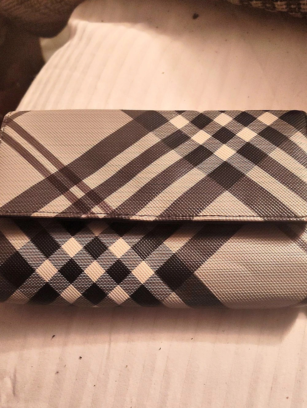 Plaid Wallet in Brown & Black